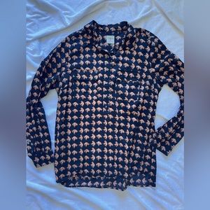 GAP Elephant Print Boyfriend Shirt RARE Print!